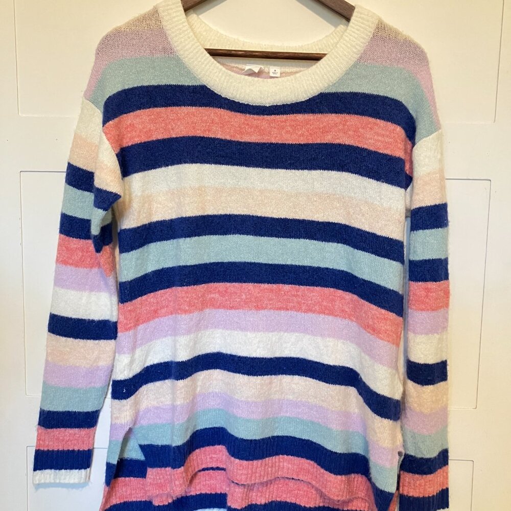 GAP Women’s Small Striped Sweater |‎ Pastel Rainbow Knit Pullover Soft Cozy